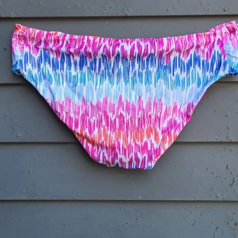 BECCA Pink Blue White Bikini Bottoms Size 0X (14-16) NWT! - Picture 2 of 8